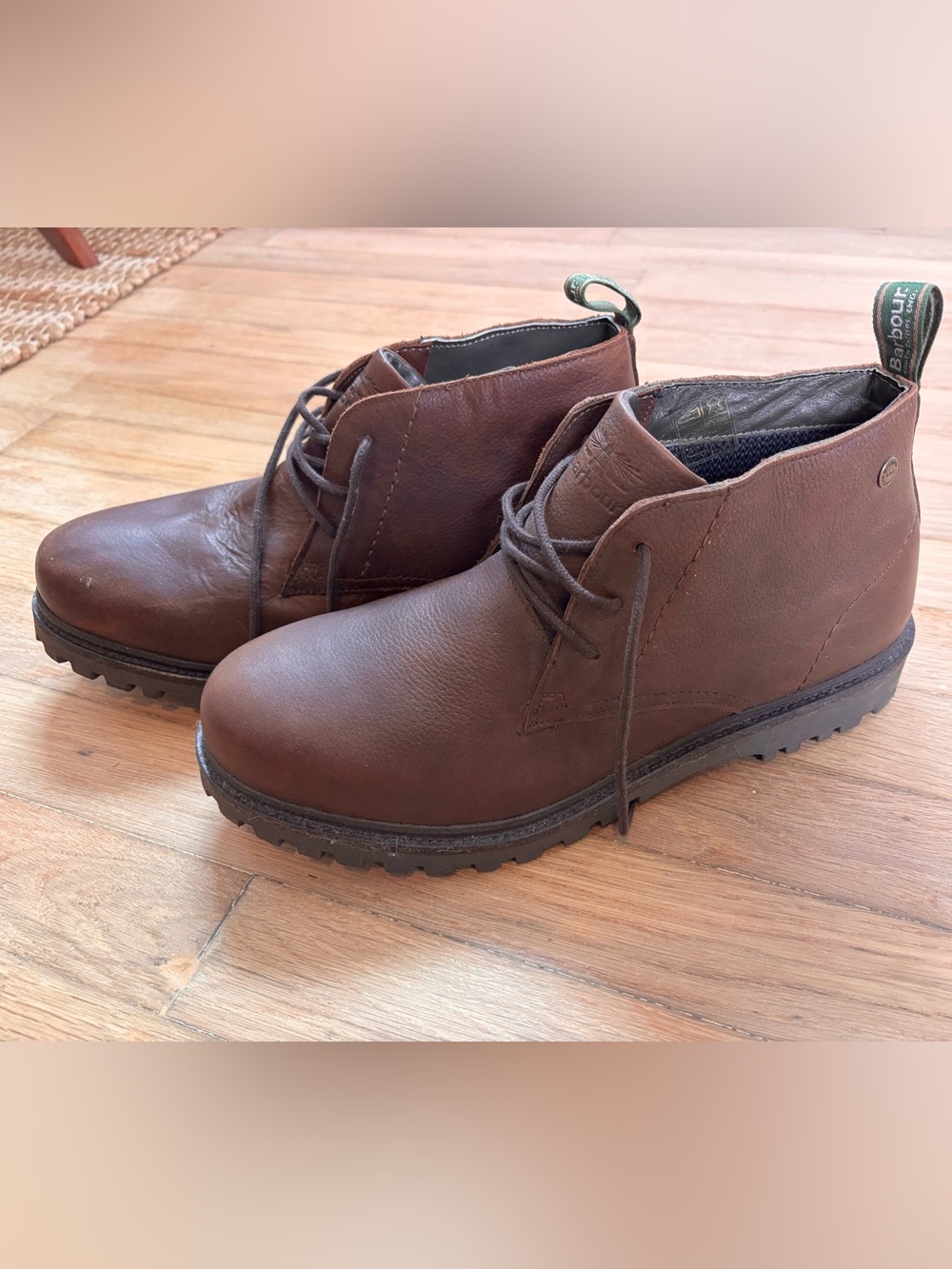 Barbour Attolite Men’s Brown Leather Chukka Boots Size  9 Lace Up Ankle Boots